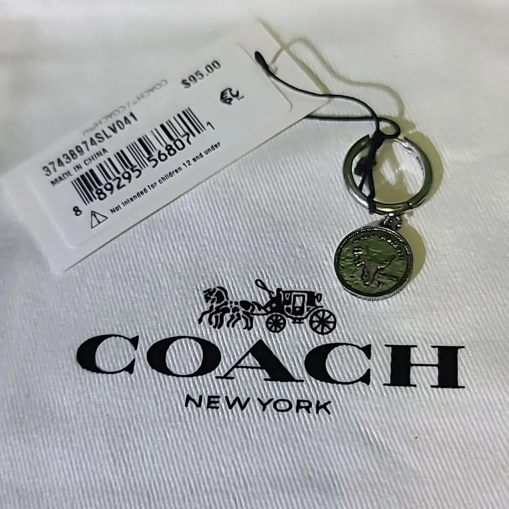 COACH Sterling Silver Signature Rexy Charm Huggie Earring NWT - Picture 3 of 8
